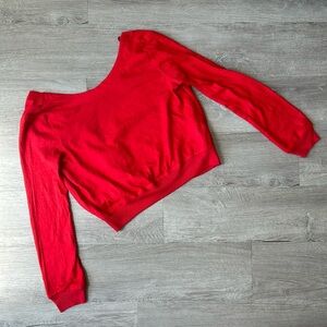 Red long sleeve top with low back